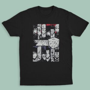 jjk3 jujutsu kaisen character collage t-shirt black unisex gojo yuji megumi nobara prison realm sizes s-5xl