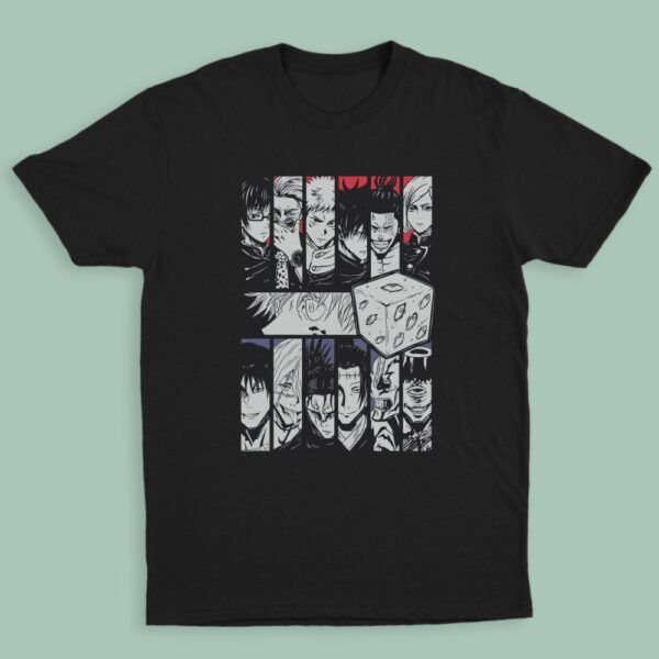 jjk3 jujutsu kaisen character collage t-shirt black unisex gojo yuji megumi nobara prison realm sizes s-5xl