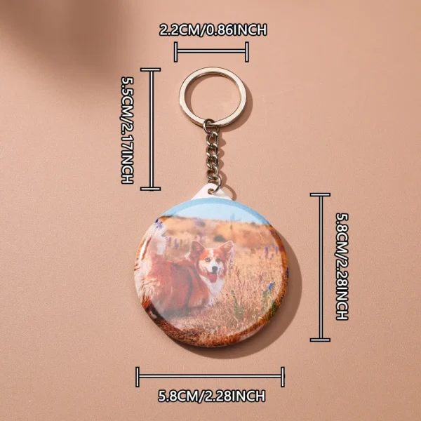 personalized keychain mirror custom photo round iron key ring