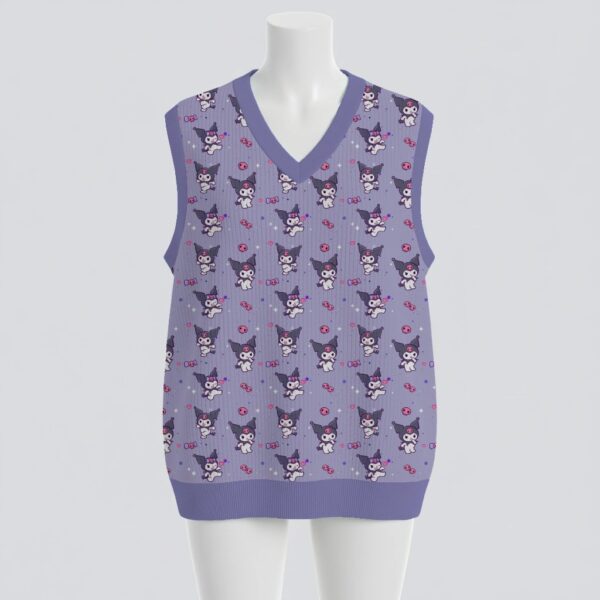 knitvest-mannequin-fr-kuromi Kuromi knit vest Sanrio design S to 6XL