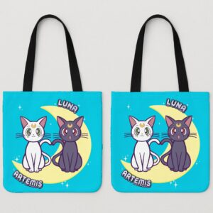 Luna and Artemis Sailor Moon shopping tote bag 12.60 x 12.28 inch