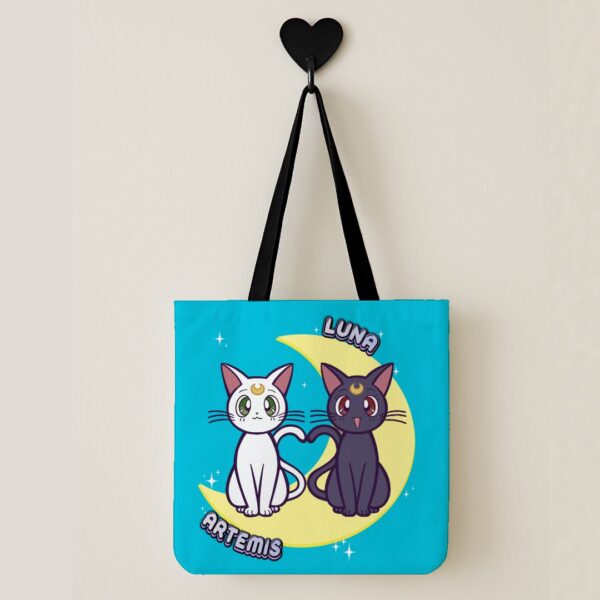 Luna and Artemis Sailor Moon shopping tote bag 12.60 x 12.28 inch