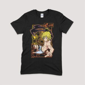 Seven Deadly Sins t-shirt in black with anime character graphic print, unisex classic fit