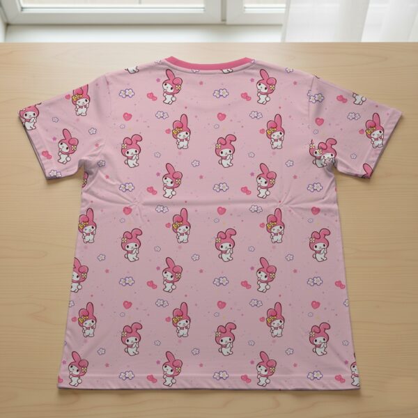 My Melody t-shirt kawaii Sanrio all-over pattern pink background