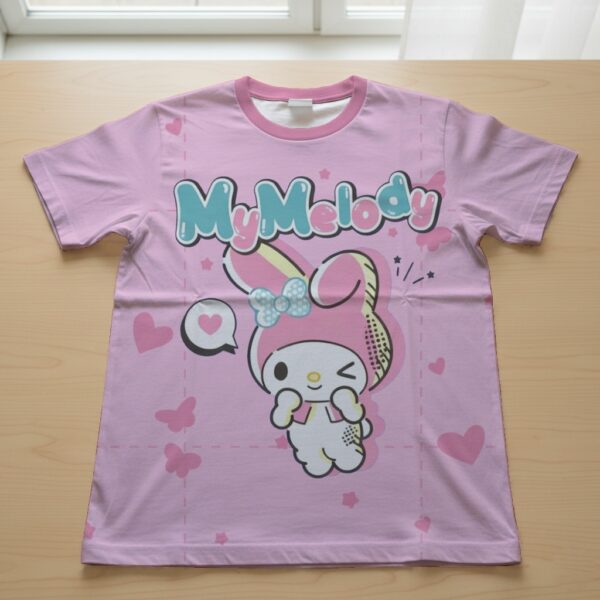 mymelody2-tee-fr My Melody graphic t-shirt logo text hearts butterflies XS to 7XL