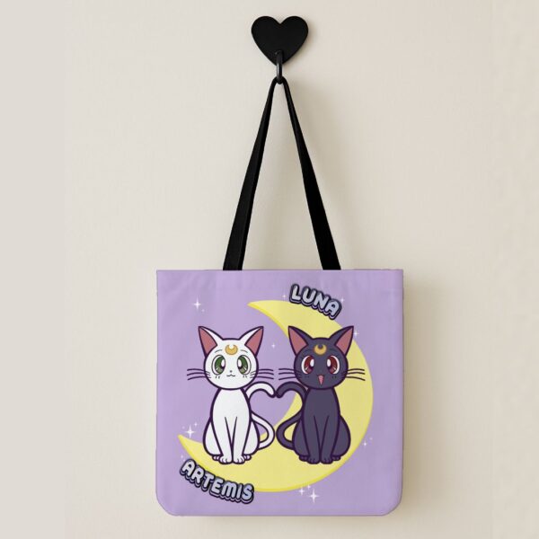 Luna and Artemis Sailor Moon shopping tote bag 12.60 x 12.28 inch