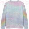 pastelkitty-Cardigan-bk Pastel cat pattern unisex knit cardigan front view, cute colorful cats design, relaxed fit S-7XL