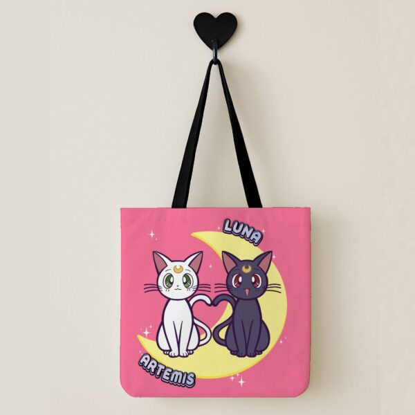 Luna and Artemis Sailor Moon shopping tote bag 12.60 x 12.28 inch