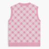 pink argyle sweater vest unisex V-neck knit vest S to 6XL