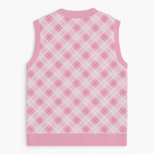 pink argyle sweater vest unisex V-neck knit vest S to 6XL