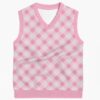 pink argyle sweater vest unisex V-neck knit vest S to 6XL