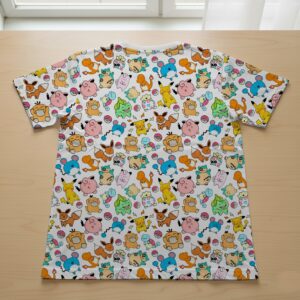 Pokemon pattern t-shirt Pikachu Eevee Charmander XS to 7XL