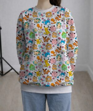 pokemonchibissweatshirt-fr Pokemon chibi sweatshirt Pikachu Eevee Charmander S to 6XL