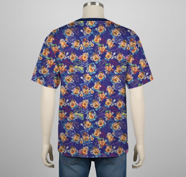 potatohead-tee-bk Mr Potato Head pattern t-shirt Wanted signs Toy Story XS to 7XL