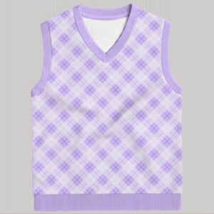 purple argyle sweater vest unisex V-neck knit vest S to 6XL