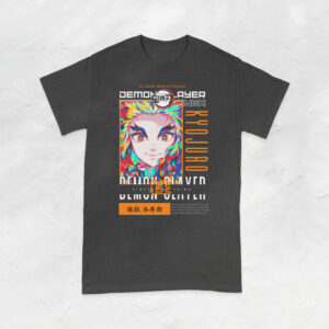 Rengoku Kyojuro Demon Slayer t-shirt in black with anime character graphic print, unisex classic fit