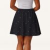 Black Skater Skirt with Colourful Stars & Pockets – S–6XL