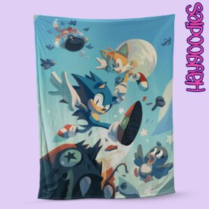 sonic fleece blanket super soft throw character design