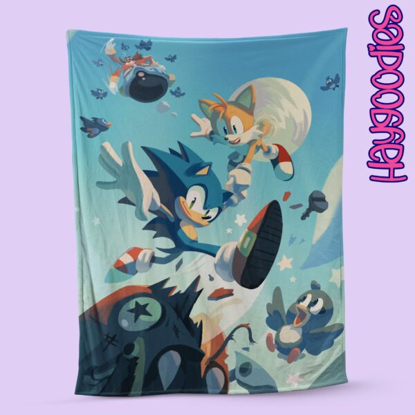 sonic fleece blanket super soft throw character design