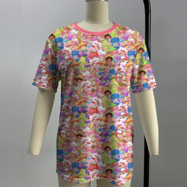strawberry-shortcake-tee-fr Strawberry Shortcake t-shirt all-over pattern unisex tee