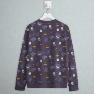 ghost type Pokemon sweatshirt all-over pattern Gengar Litwick Drifloon Pumpkaboo Misdreavus