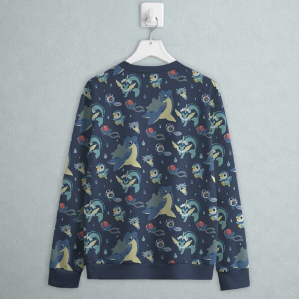 water type Pokemon sweatshirt all-over pattern navy Lapras Vaporeon Piplup
