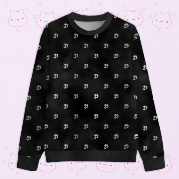 black skull pattern sweatshirt front view