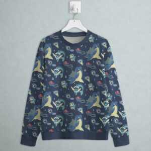 water type Pokemon sweatshirt all-over pattern navy Lapras Vaporeon Piplup