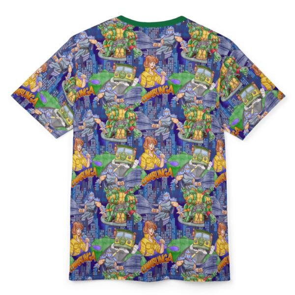 tmnt-back-green Teenage Mutant Ninja Turtles t-shirt all-over pattern unisex tee