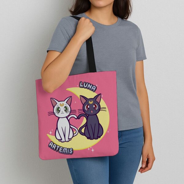 Luna and Artemis Sailor Moon shopping tote bag 12.60 x 12.28 inch