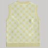 yellow-knitvest-back yellow argyle sweater vest unisex V-neck knit vest S to 6XL