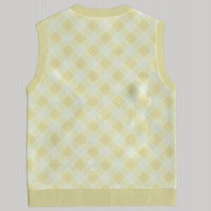 yellow argyle sweater vest unisex V-neck knit vest S to 6XL