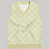 yellow-knitvest-front yellow argyle sweater vest unisex V-neck knit vest S to 6XL