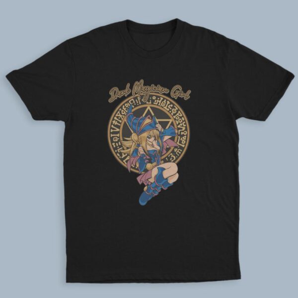 Yu-Gi-Oh t-shirt in black with anime character graphic print, unisex classic fit flat lay