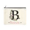 Personalised Floral Initial Pouch | Custom Name Makeup Bag