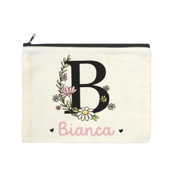 Personalised Floral Initial Pouch | Custom Name Makeup Bag