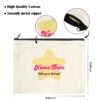 Custom zipper pouch-Plain cream canvas zipper pouch with black zip, blank front ready for custom design or text personalisation