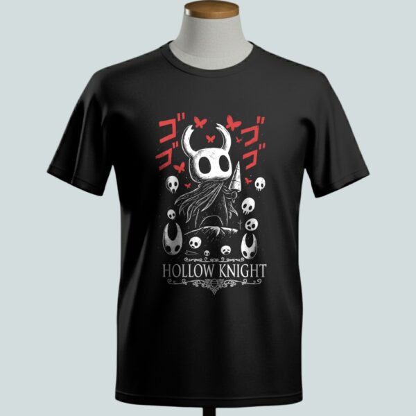 Hollow Knight t-shirt in black with the Knight