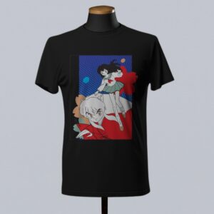 Inuyasha anime t-shirt in black with character graphic print, unisex