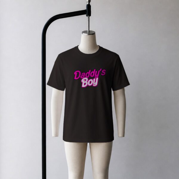 Black Daddy's Boy t-shirt with pink statement graphic, made to order unisex cotton tee