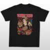 Donkey Kong t-shirt in black with retro arcade graphic of DK hurling barrels at Mario, unisex classic fit front view