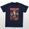 Donkey Kong t-shirt in navy with retro arcade graphic of DK hurling barrels at Mario, unisex classic fit front view