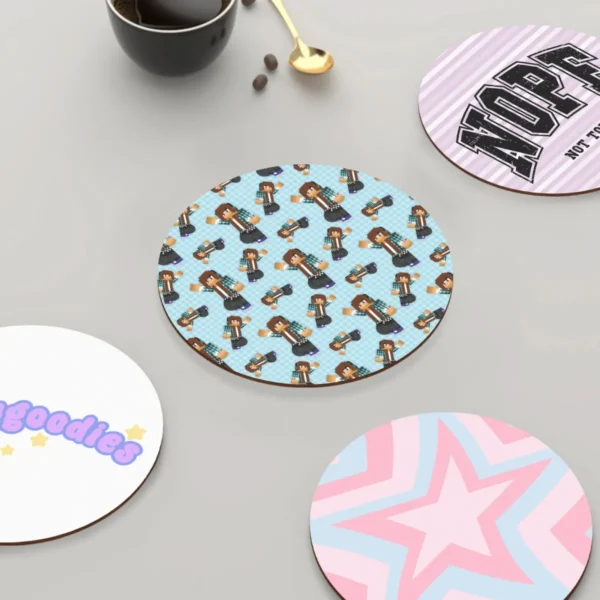 Personalised Round Coasters Set of 4 | Custom Wooden Coasters