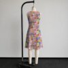 Strawberry Shortcake retro all-over print sleeveless dress with side pockets, pink trim round neckline