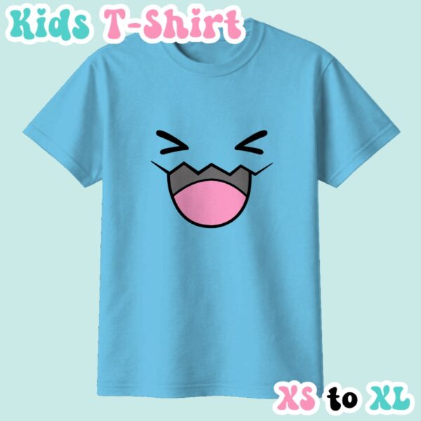 Wobbuffet kids t-shirt in sky blue featuring the Pokemon's goofy face design