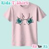 Jigglypuff angry kids t-shirt in light pink featuring the Pokemon's grumpy narrowed eyes expression