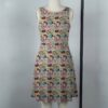 catppoke-vneck-tank-dress-bk women's cat pokemon v-neck tank dress sleeveless beige meowth litten glameow purrloin espurr sprigatito skitty side pockets stretchy sizes s-5xl