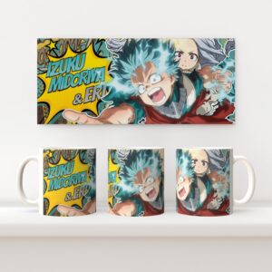 deku-eri Deku and Eri My Hero Academia 11oz ceramic mug with full wrap comic style print
