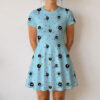 Soot Sprite Studio Ghibli all-over print flowy sundress in mint blue with pastel stars, short sleeve round neck