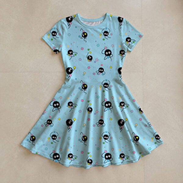 dress-sootsprite-blue-fr Women's Soot Sprite Dress | Studio Ghibli All Over Print XS-5XL